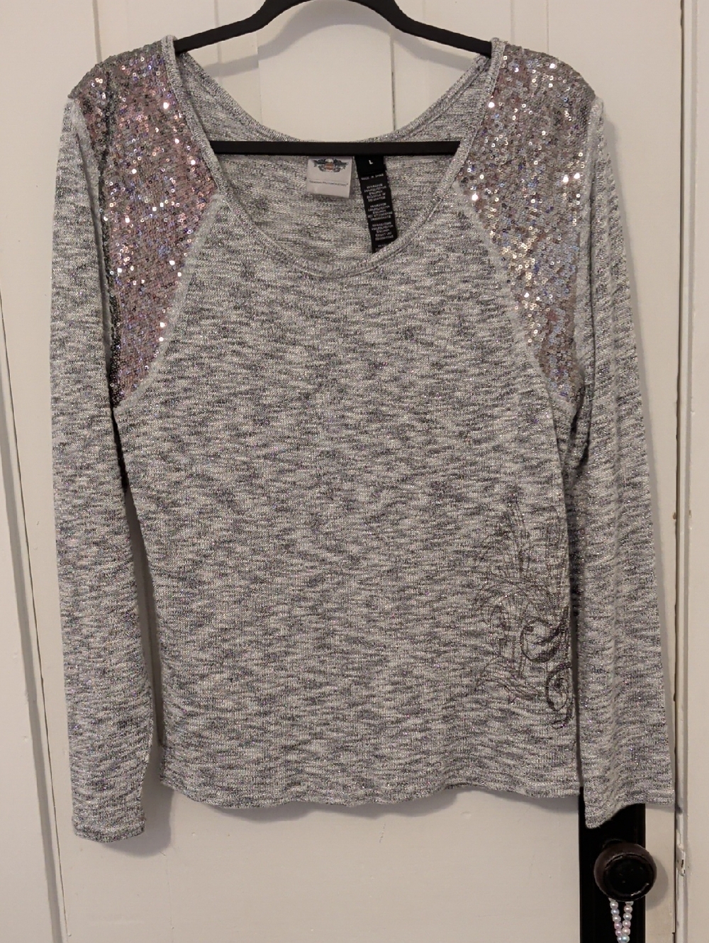 Harley Davidson Sequins Glitter Throughout Rare 🔥🔥 Vintage Large Soft